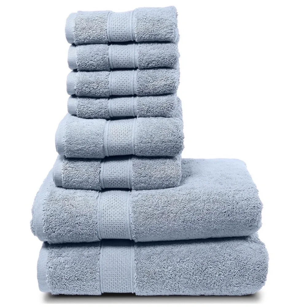 Serenity Blue 8 Piece Bath Towel Thick, Soft Plush